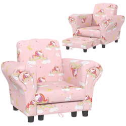 AIYAPLAY Kids Sofa Set Toddler Armchair with Footrest, Children Chair, Pink - Additional view 8