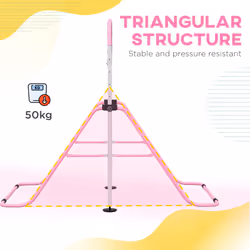 HOMCOM Adjustable Height Foldable Kids Gymnastics Bar, Pink - Additional view 4