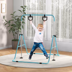 HOMCOM Adjustable Height Foldable Kids Gymnastics Bar, Green