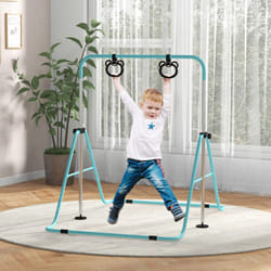 HOMCOM Adjustable Height Foldable Kids Gymnastics Bar, Green