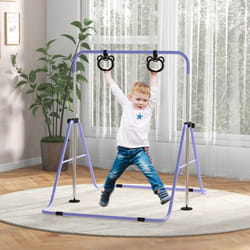 HOMCOM Adjustable Height Foldable Kids Gymnastics Bar, Purple