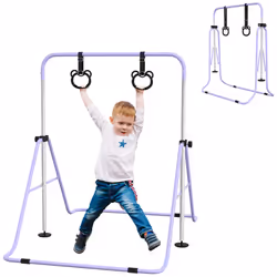 HOMCOM Adjustable Height Foldable Kids Gymnastics Bar, Purple - Additional view 8