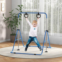 HOMCOM Adjustable Height Foldable Kids Gymnastics Bar, Blue