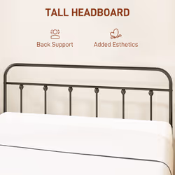 HOMCOM 5ft Metal King Platform Bed Frame w/ Underbed Storage Headboard Black