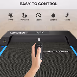 SPORTNOW 2.5HP Folding Treadmill Walking Pad w/ LED Display, No Assembly Blue - Additional view 4