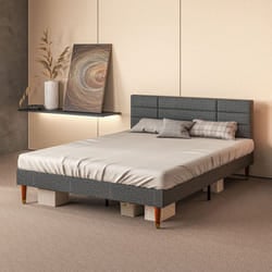 HOMCOM 5ft Upholstered King Bed Frame w/ Wooden Slat No Box Spring Needed
