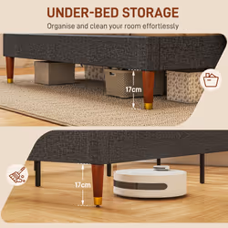 HOMCOM 5ft Upholstered King Bed Frame w/ Wooden Slat No Box Spring Needed
