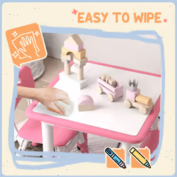 AIYAPLAY 3 Pcs Height Adjustable Kids Table and Chair Set for Playroom - Pink - Additional view 4