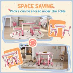 AIYAPLAY 3 Pcs Height Adjustable Kids Table and Chair Set for Playroom - Pink - Additional view 5