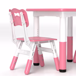 AIYAPLAY 3 Pcs Height Adjustable Kids Table and Chair Set for Playroom - Pink - Additional view 6