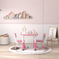 AIYAPLAY 3 Pcs Height Adjustable Kids Table and Chair Set for Playroom - Pink - Additional view 7