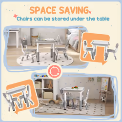 AIYAPLAY 3 Pcs Height Adjustable Kids Table and Chair Set for Playroom - Grey - Additional view 5