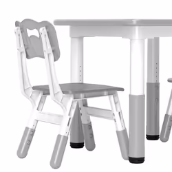 AIYAPLAY 3 Pcs Height Adjustable Kids Table and Chair Set for Playroom - Grey - Additional view 6