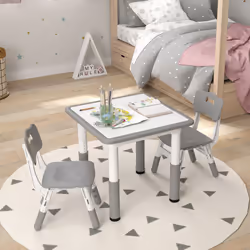 AIYAPLAY 3 Pcs Height Adjustable Kids Table and Chair Set for Playroom - Grey - Additional view 8