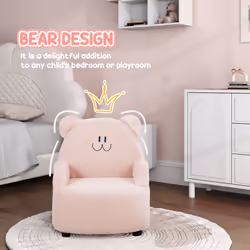 AIYAPLAY Kids Armchair, Bear Shaped Toddler Sofa Chair for Bedroom - Pink