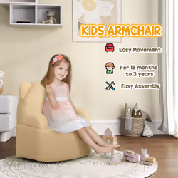 AIYAPLAY Kids Armchair, Bear Shaped Toddler Sofa Chair for Bedroom - Khaki - Additional view 6