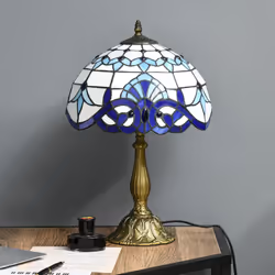 HOMCOM Stained Glass Table Lamp, Handmade Antique Bedside Lamp for Bedroom - Additional view 4