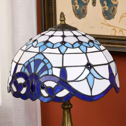 HOMCOM Stained Glass Table Lamp, Handmade Antique Bedside Lamp for Bedroom - Additional view 5