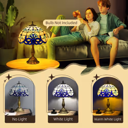 HOMCOM Stained Glass Table Lamp, Handmade Antique Bedside Lamp for Bedroom - Additional view 7