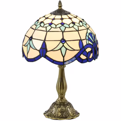 HOMCOM Stained Glass Table Lamp, Handmade Antique Bedside Lamp for Bedroom - Additional view 8