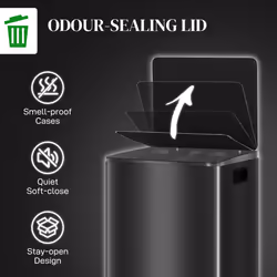 HOMCOM 2 x 30L Double Kitchen Bin, Pedal Bin with Soft-Close Lid, Black - Additional view 4