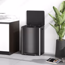 HOMCOM 2 x 30L Double Kitchen Bin, Pedal Bin with Soft-Close Lid, Black - Additional view 6