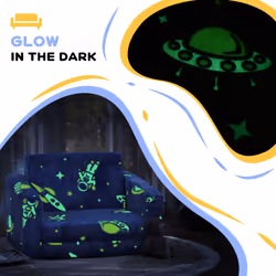 AIYAPLAY Kids Sofa Bed, Folding Toddler Armchair, Glow in The Dark Cosmic