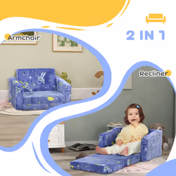 AIYAPLAY Kids Sofa Bed, Folding Toddler Armchair, Glow in The Dark Cosmic