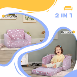 AIYAPLAY Kids Sofa Bed, Folding Toddler Armchair, Glow in The Dark Star Moon