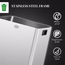 HOMCOM 2 x 20L Dual Kitchen Bin Pedal Bin for Recycling and Waste, Silver - Additional view 6