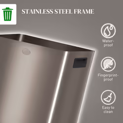 HOMCOM 2 x 20L Dual Kitchen Bin Pedal Bin for Recycling and Waste, Gold Tone - Additional view 6