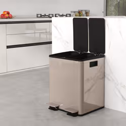 HOMCOM 2 x 20L Dual Kitchen Bin Pedal Bin for Recycling and Waste, Gold Tone - Additional view 7