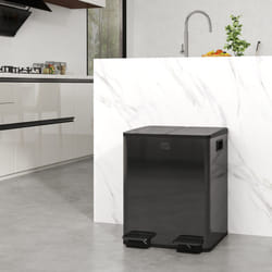 HOMCOM 2 x 20L Dual Kitchen Bin Pedal Bin for Recycling and Waste, Black