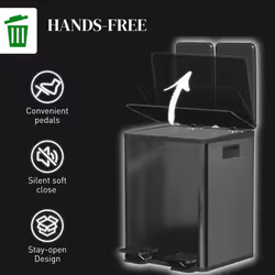 HOMCOM 2 x 20L Dual Kitchen Bin Pedal Bin for Recycling and Waste, Black - Additional view 4