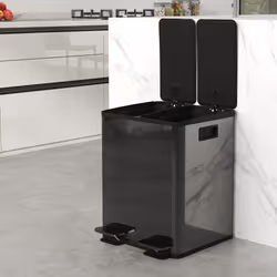 HOMCOM 2 x 20L Dual Kitchen Bin Pedal Bin for Recycling and Waste, Black - Additional view 7