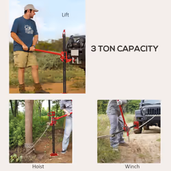 HOMCOM 48" 3 Tonne High Lift Farm Jack for 4x4 Tractors Trucks, Red