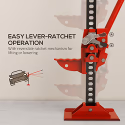 HOMCOM 48" 3 Tonne High Lift Farm Jack for 4x4 Tractors Trucks, Red