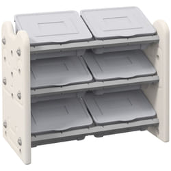 AIYAPLAY Kids Toy Storage Units with 6 Storage Boxes, 76 x 37 x 60cm, Grey