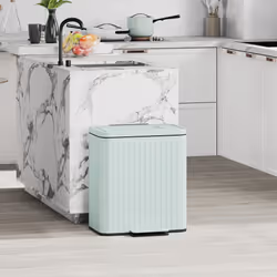 HOMCOM 2 x 20L Double Rubbish Bin, Pedal Bin with Soft-Close Lid, Green