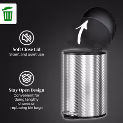 HOMCOM 20L Kitchen Pedal Bin, Stainless Steel Bin with Soft-close Lid, Silver - Additional view 4