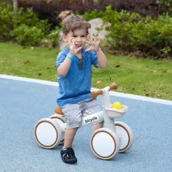 AIYAPLAY Kids Balance Bike for 1-3 Years Old with Adjustable Seat, White