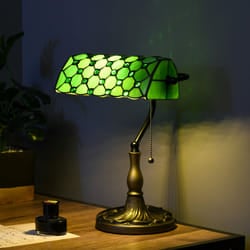 HOMCOM Stained Glass Table Lamp, Vintage Lamp with Green Handmade Shade