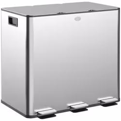 HOMCOM 3 x 15L Triple Kitchen Bin Pedal Bin for Recycling and Waste, Silver Tone - Additional view 8