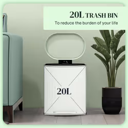 HOMCOM 20L Pedal Bin, Metal Kitchen Bin with Soft-close Lid, Light Green