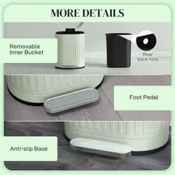HOMCOM 20L Pedal Bin, Metal Kitchen Bin with Soft-close Lid, Light Green - Additional view 5