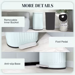 HOMCOM 30L Pedal Bin, Metal Kitchen Bin with Soft-close Lid, Light Green - Additional view 5