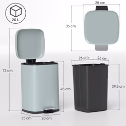 HOMCOM 20L Kitchen Pedal Bin, Metal Rubbish Bin with Soft-close Lid, Light Green