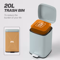 HOMCOM 20L Kitchen Pedal Bin, Metal Rubbish Bin with Soft-close Lid, Light Green