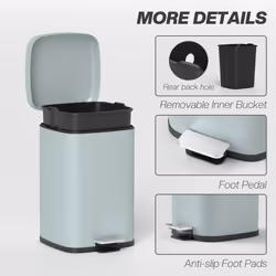 HOMCOM 20L Kitchen Pedal Bin, Metal Rubbish Bin with Soft-close Lid, Light Green - Additional view 6