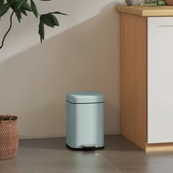 HOMCOM 12L Kitchen Pedal Bin, Metal Rubbish Bin with Soft-close Lid, Light Green